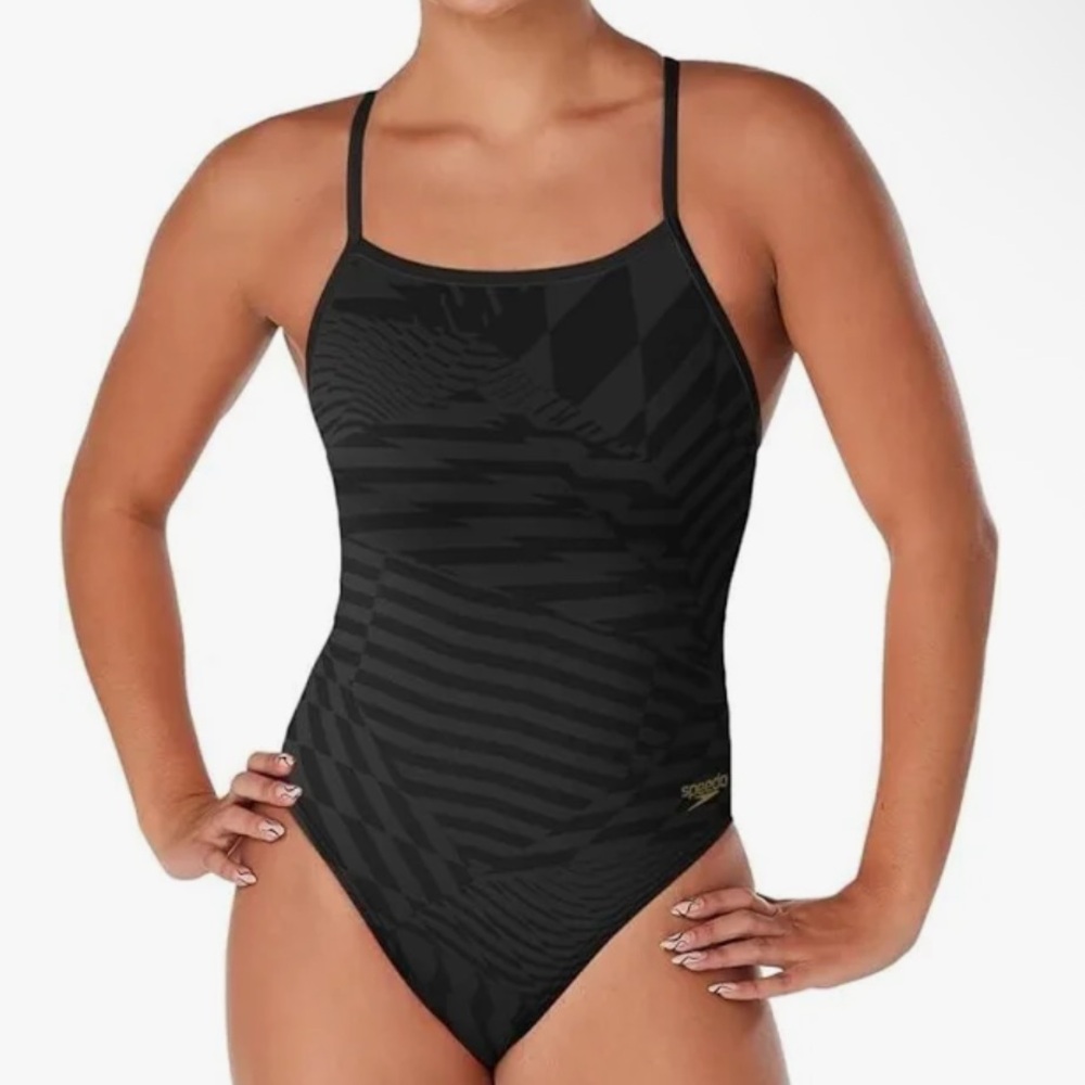 Speedo Women's twist back one piece in deep storm